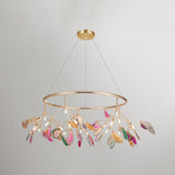 Modern Led Leaf Agate Pendant Chandelier In Gold - Perfect For Living Rooms