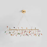 Modern Led Leaf Agate Pendant Chandelier In Gold - Perfect For Living Rooms / Small B