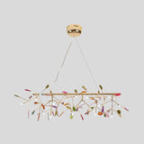 Modern Led Leaf Agate Pendant Chandelier In Gold - Perfect For Living Rooms