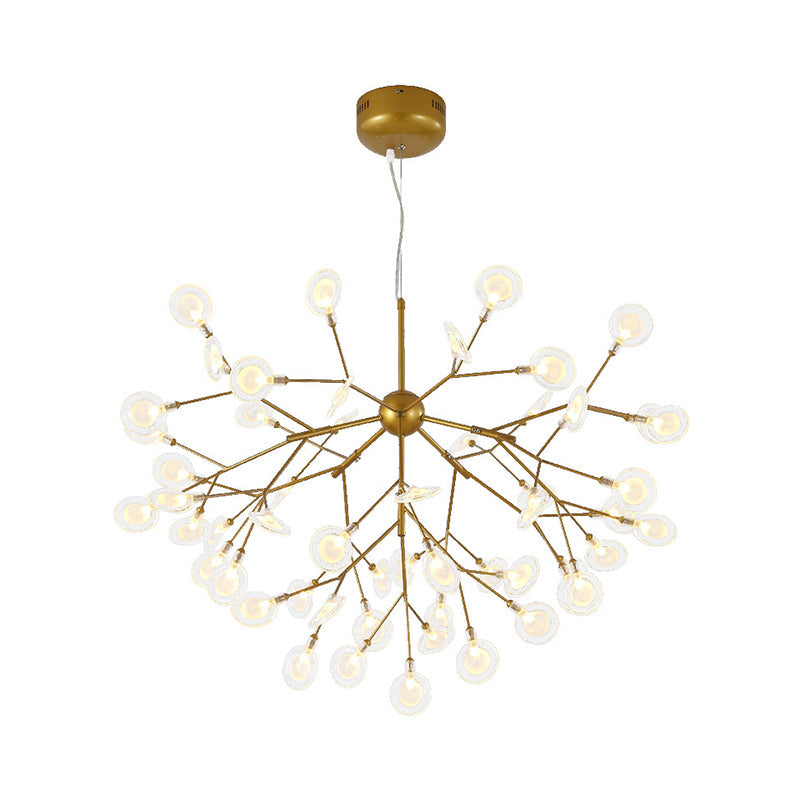 Simplicity Leaf Chandelier - Acrylic Led Drop Pendant With Branch-Like Wireframe For Living Room