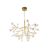 Modern Led Twig Pendant Lamp - Minimalistic Metallic Chandelier For Living Room