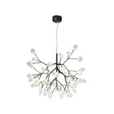 Modern Led Twig Pendant Lamp - Minimalistic Metallic Chandelier For Living Room 36 / Black Branch