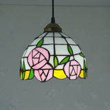 White Cut Glass Domed Ceiling Hang Fixture: 1 Light Mediterranean Suspension Lighting With Rose