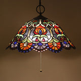 Artisan Glass Chandelier With Plant Pattern - Hand-Crafted Dome Design 3 Lights Black Mediterranean