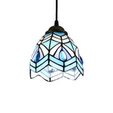 Baroque Handcrafted Stained Glass Brass Pendant Light Blue
