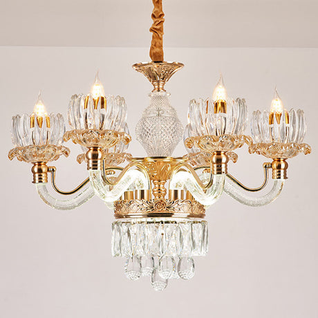 Contemporary Rose Gold Crystal Pendant Chandelier - Flower Design Ideal For Living Room Décor 6 /