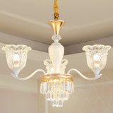 White Pendant Light Kit: Clear Crystal Flower Chandelier For Dining Room 3 /