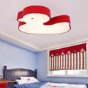 Baby Duck Led Flush Ceiling Light - Fun & Bright Metal Fixture For Child’s Bedroom Red / White 18’