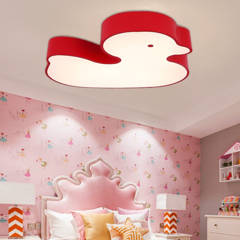 Baby Duck Led Flush Ceiling Light - Fun & Bright Metal Fixture For Childs Bedroom