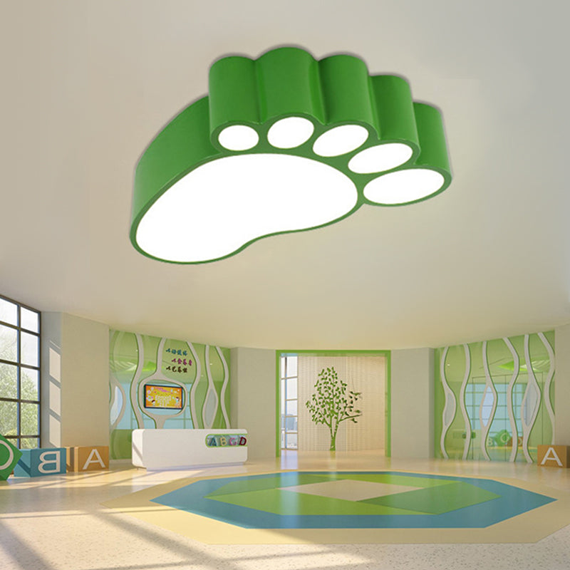 Cute Modern Led Baby Foot Ceiling Lamp For Kindergarten Green / 19.5