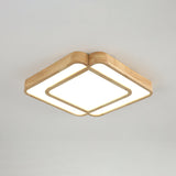 Wooden Led Flush Mount Lamp In Beige - Diamond Shape Simple & Stylish
