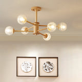 Nordic Led Wooden Chandelier With Clear Glass Shades - 2 Tiers Beige Color 6 / Wood
