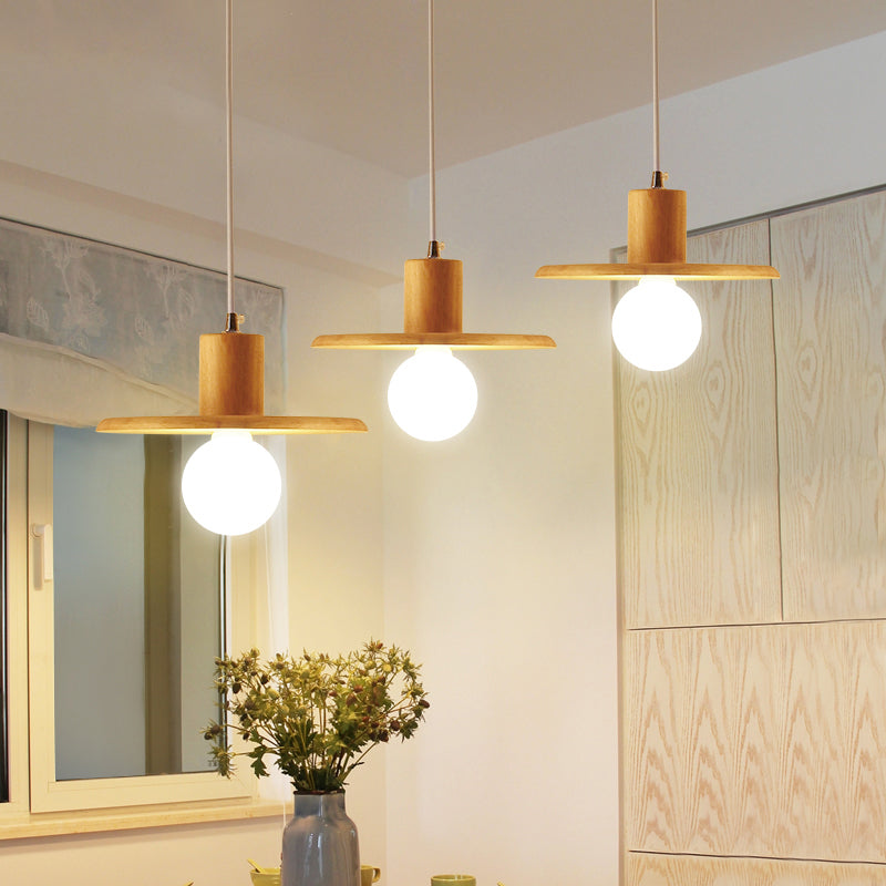 Modern Wooden Chandelier: 3-Bulb Multi Light For Dining Room