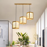Contemporary Wooden Led Dining Room Pendant Light Fixture - Rectangle Shaped 3 / Wood