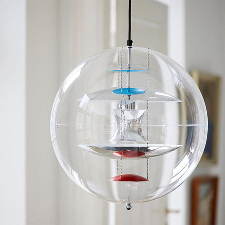Global Ceiling Pendant With Clear Glass And Inner Layered Shade - Modern 1-Light Down Lighting