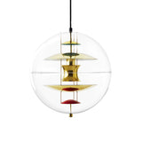 Global Ceiling Pendant With Clear Glass And Inner Layered Shade - Modern 1-Light Down Lighting