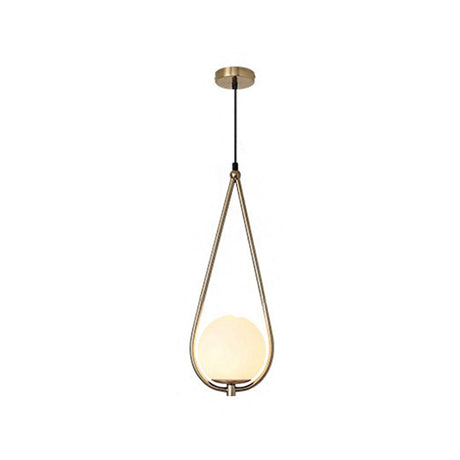 Contemporary Gold Sphere Drop Lamp With Cream Glass Shade - Ideal Ceiling Light For Bedroom