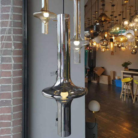 Modern Glass Pendant Light - Stylish 1-Light Hanging Lamp For Dining Room Smoke Gray