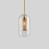 Metal Cylinder Pendant Lamp With Glass Shade For Contemporary Dining Room Lighting Gold / Small Tube