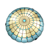 Tiffany Blue Dome Shade Flush Mount Ceiling Light With Jewel Decoration - Available In 12/16/19.5