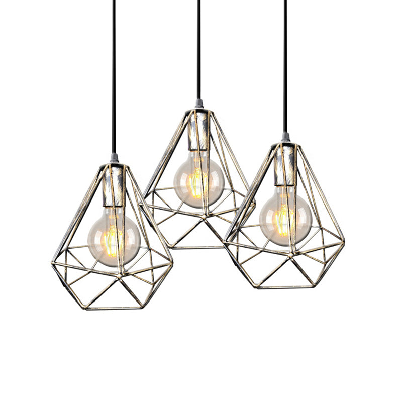 1-Light Pendant Ceiling Light - Wire Cage Wrought Iron Lamp (Country Style) Black/Copper/Gold Living