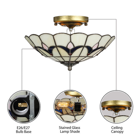 Rustic Style Dome Flush Mount Ceiling Light With Jewel Decoration (10’/12’ Inch) –