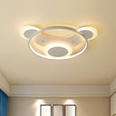 Modern White Bear Shaped Led Ceiling Light / 18’ Warm