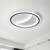 Contemporary Black Led Acrylic Flush Ceiling Light Fixture - Splicing Round