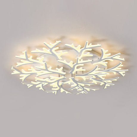 Minimalist White Snowflake Led Flush Mount Lighting For Living Room