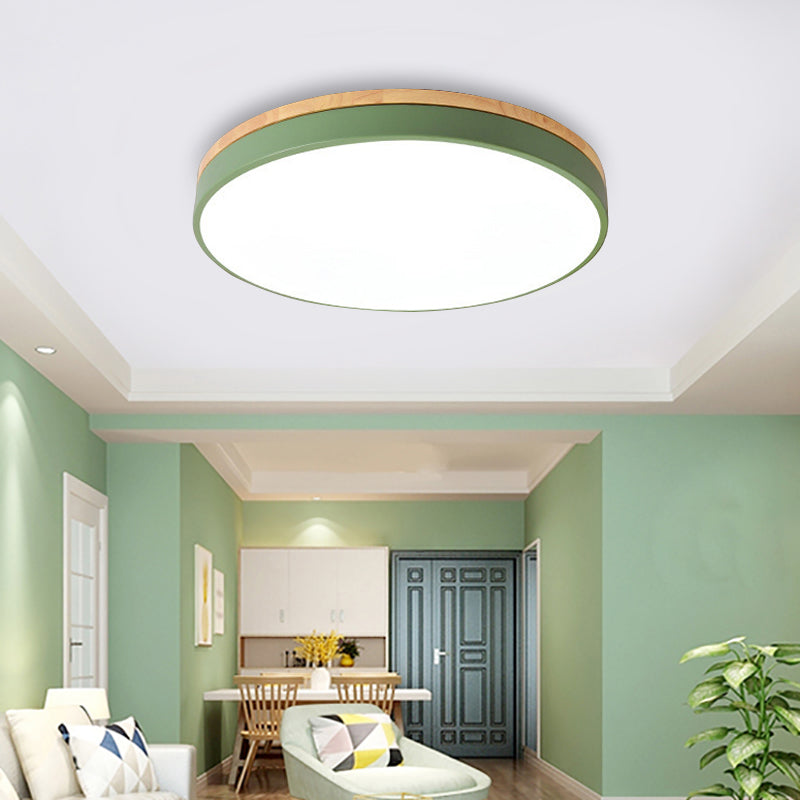 Macaron Loft Acrylic Ceiling Lamp: Candy-Colored Slim Circle Light For Child Bedroom Green / 16