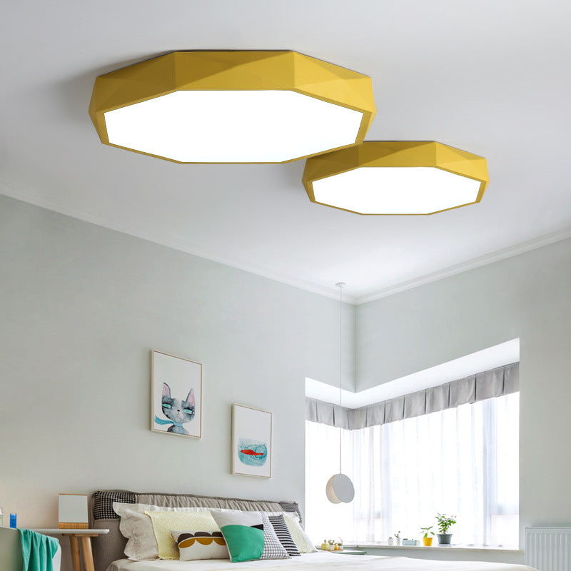 Octagon Acrylic Ceiling Lamp: Modern Macaron Loft Led Flush Mount For Kitchen Yellow / 12