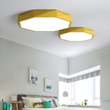 Octagon Acrylic Ceiling Lamp: Modern Macaron Loft Led Flush Mount For Kitchen Yellow / 12