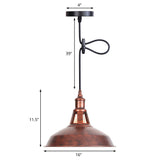 Wrought Iron Rust Pendant Lamp - Vintage Barn Style Suspension Light For Living Room (12/16 Width)