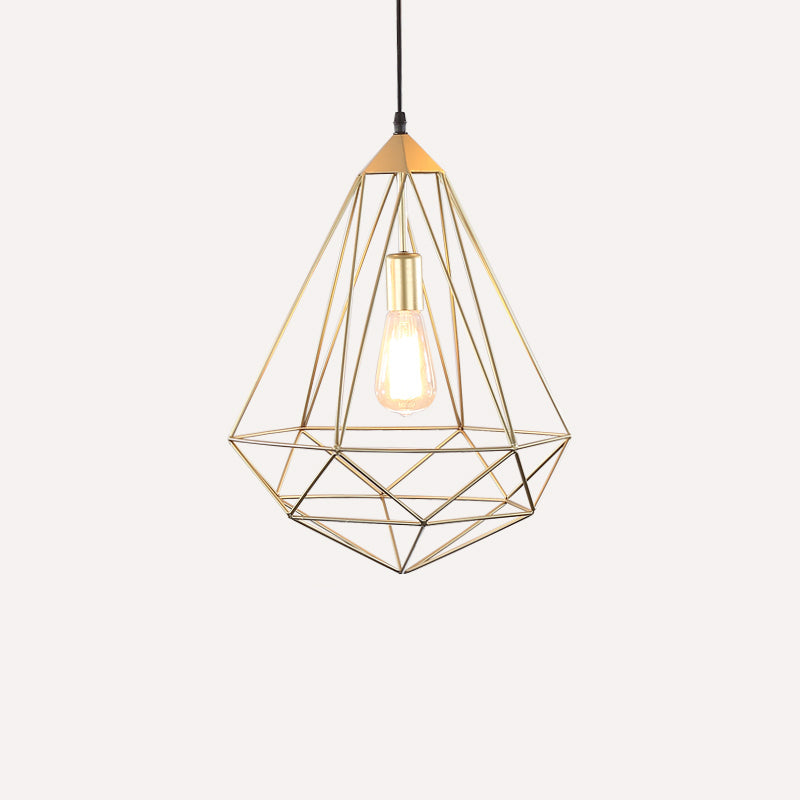 Antique Gemstone Iron Pendant Light - Elegant 1-Light Fixture For Dining Room Gold / B