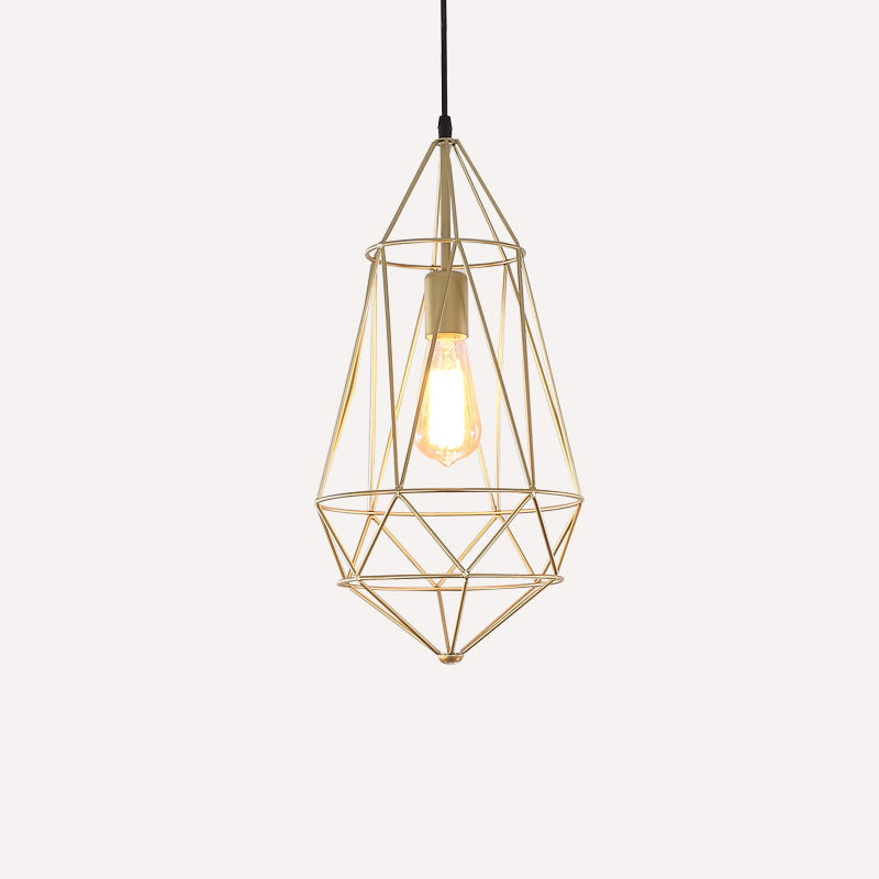 Antique Gemstone Iron Pendant Light - Elegant 1-Light Fixture For Dining Room Gold / D