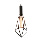 Antique Iron Diamond Pendant Light 1-Light Hanging Fixture - Black / B