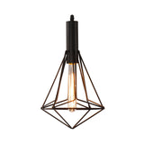 Antique Iron Diamond Pendant Light 1-Light Hanging Fixture - Black / C
