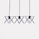 Geometrical Cage Iron Suspension Light With 3 Bulbs - Antique Black Perfect For Living Room Ceiling