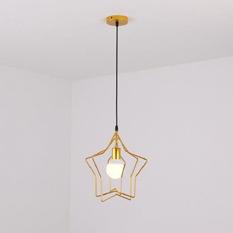 Antique Gold Star Cage Pendant Light - Elegant 1-Light Fixture For Dining Room / 3 Tiers