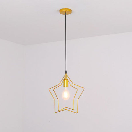 Antique Gold Star Cage Pendant Light - Elegant 1-Light Fixture For Dining Room / 2 Tiers