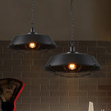 Vintage Pot Lid Hanging Lamp - Single-Bulb Iron Suspension Light For Restaurants Black / Small