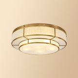 Vintage 2 Layer Frost Glass Flush Mount Ceiling Light In Gold - Living Room Décor