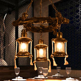 Coastal Bronze 3-Light Chandelier With Clear Glass Pendant Lamp - Kerosene Inspired Fixture