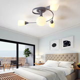 Modern Macaron Twist Semi-Flushmount Ceiling Light For Kitchen Opal Glass And Metal
