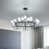 Modern Black Glass Globe Led Chandelier: Stylish Ceiling Hanging Lamp For Living Room