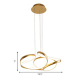 Acrylic Wave Chandelier - Simple Gold/Coffee Led Hanging Lamp For Dining Room 14/19.5 Wide