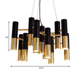 Modern Gold Tube Chandelier Light In Warm Glow For Living Room - 7/13/19 Lights