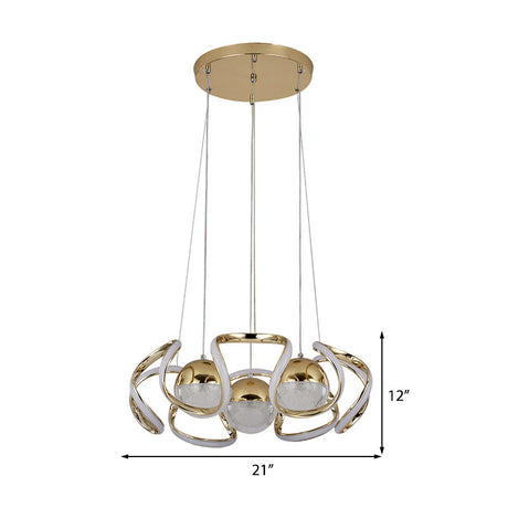 Modern Acrylic And Gold Led Chandelier Light For Dining Room