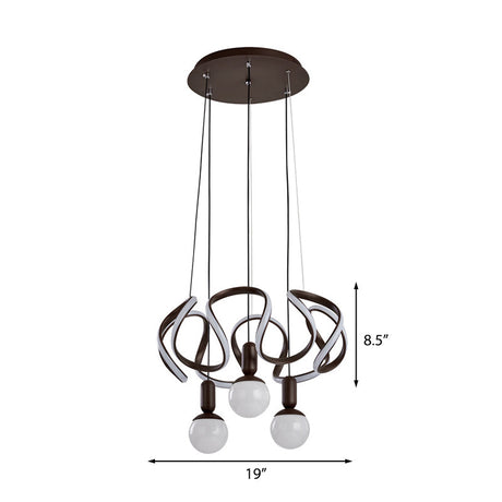 Modern Opal Glass Globe Chandelier With Abstract Acrylic Decoration - 3 Lights