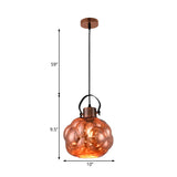 Modern Hand Blown Glass Pendant Light - Global 1-Light Ceiling Lamp For Dining Room Chrome/Gold/Rose